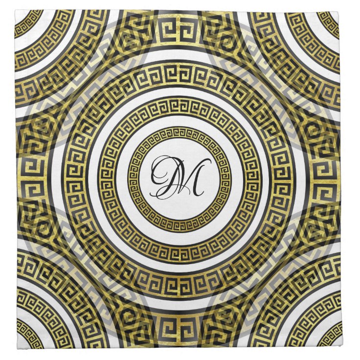 Greek Key Meander in Geometric Monogram Artdeco Cloth Napkin Zazzle