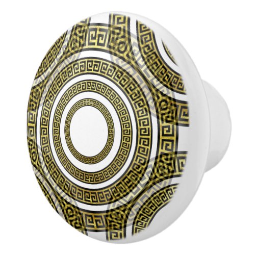 Greek Key Meander in Geometric Symmetry Artdeco Ceramic Knob