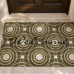 Greek Key Meander in Geometric Symmetry Artdeco Doormat
