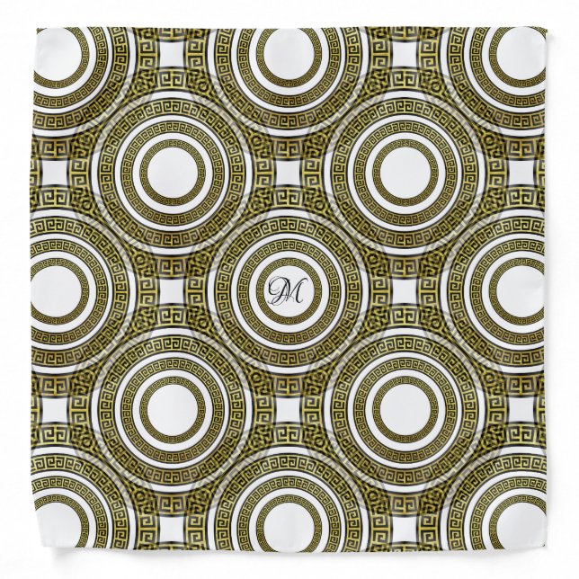Greek Key Meander in Geometric Symmetry Artdeco Il Bandana (Front)