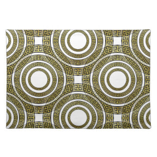 Greek Key Meander in Geometric Symmetry Artdeco Il Cloth Placemat