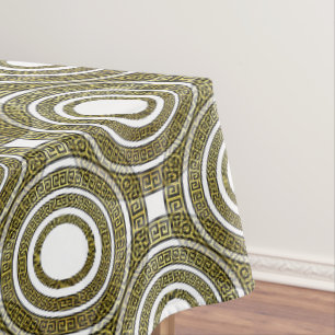 Greek Key Meander in Geometric Symmetry Artdeco Tablecloth