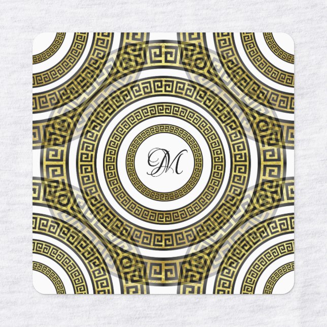 Greek Key Meander in Geometric Symmetry Monogram Labels (Design 1)