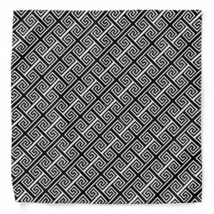 Greek key meander pattern black and white bandana