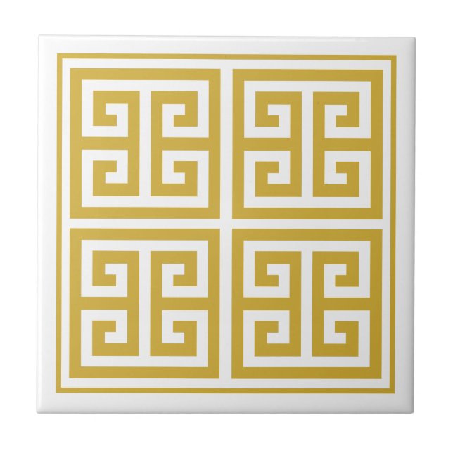 Greek Key (Meander) Pattern Ceramic Tile (Front)
