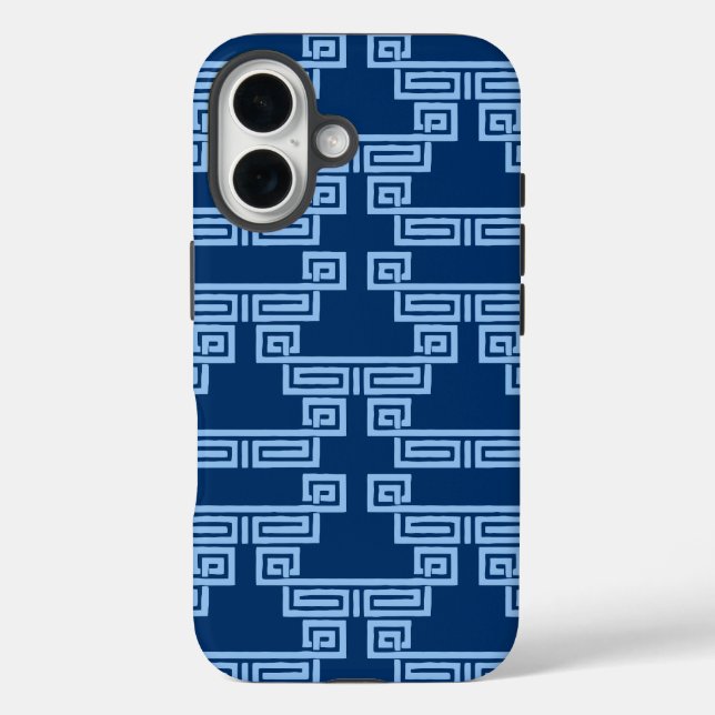 Greek Key Meander Tier in Blue Indigo Case-Mate iPhone Case (Back)