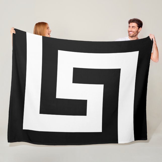 Greek Key Modern Black White Accent Fleece Blanket (In Situ)
