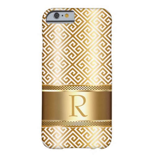 Greek Key Monogram CHOOSE YOUR COLOR  gold foil Barely There iPhone 6 Case