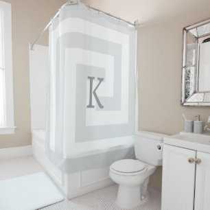 Greek Key Monograms Grey Gray White Patterns Decor Shower Curtain