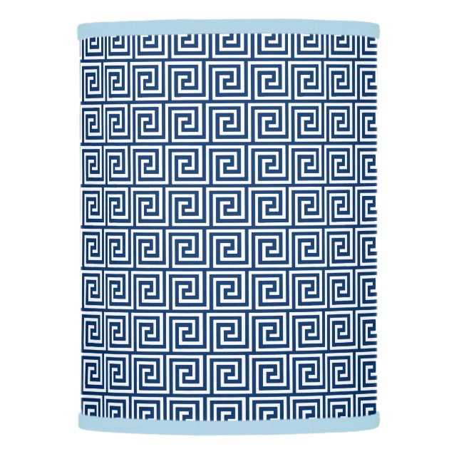 Greek Key, navy blue and white Lamp Shade (Front)