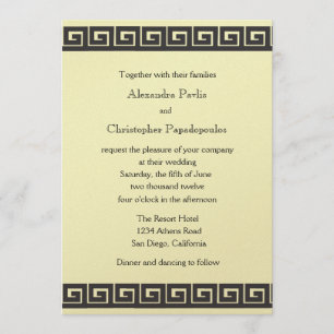 Greek Key On Metallic Gold Wedding Invitation
