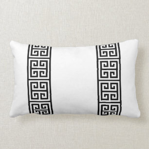Greek Key on White Lumbar Pillow