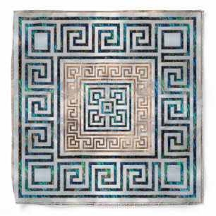 Greek Key Ornament -Abalone and gold Bandana