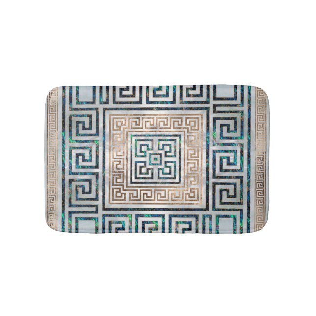 Greek Key Ornament -Abalone and gold Bath Mat (Front)