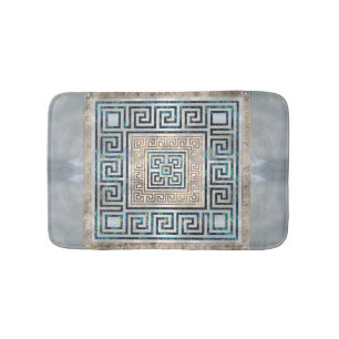 Greek Key Ornament -Abalone and gold Bath Mat