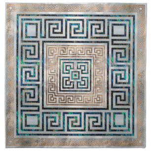 Greek Key Ornament -Abalone and gold Cloth Napkin