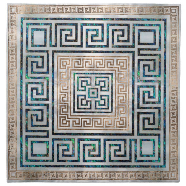 Greek Key Ornament -Abalone and gold Cloth Napkin (Front)