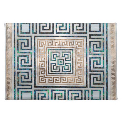 Greek Key Ornament _Abalone and gold Cloth Placemat
