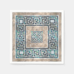 Greek Key Ornament -Abalone and gold Napkins