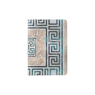Greek Key Ornament -Abalone and gold Passport Holder