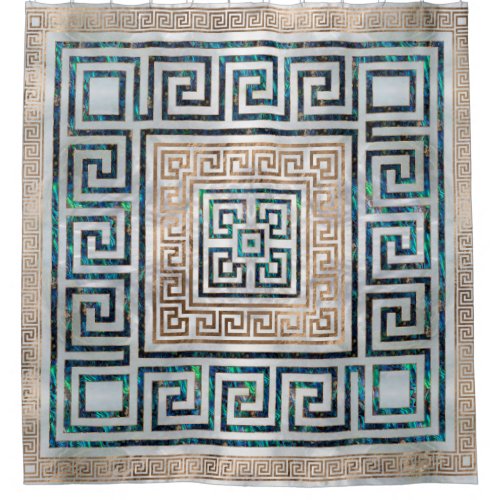 Greek Key Ornament _Abalone and gold Shower Curtain