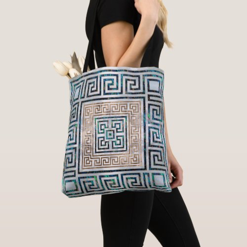 Greek Key Ornament _Abalone and gold Tote Bag