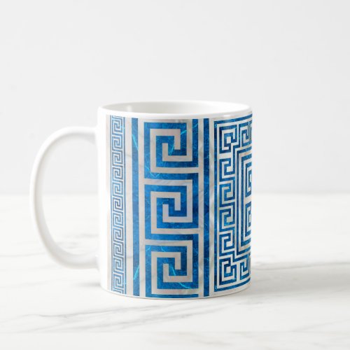 Greek Key Ornament _ Greek Meander _ Blue Marble Coffee Mug