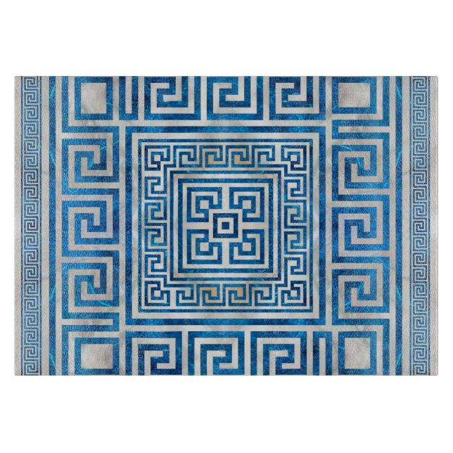 Greek Key Ornament - Greek Meander - Blue Marble Cutting Board (Front)