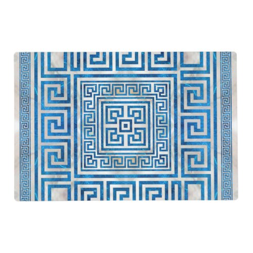 Greek Key Ornament _ Greek Meander _ Blue Marble Placemat