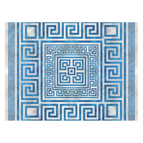 Greek Key Ornament _ Greek Meander _ Blue Marble Tablecloth