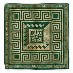 Greek Key Ornament - Greek Meander - Malachite Gre Bandana