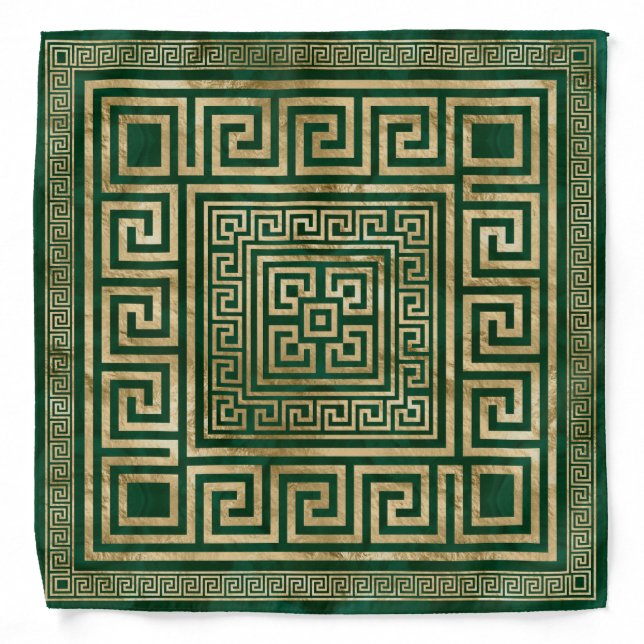 Greek Key Ornament - Greek Meander - Malachite Gre Bandana (Front)