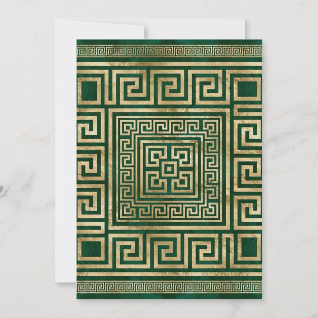 Greek Key Ornament - Greek Meander - Malachite Gre Holiday Card (Front)