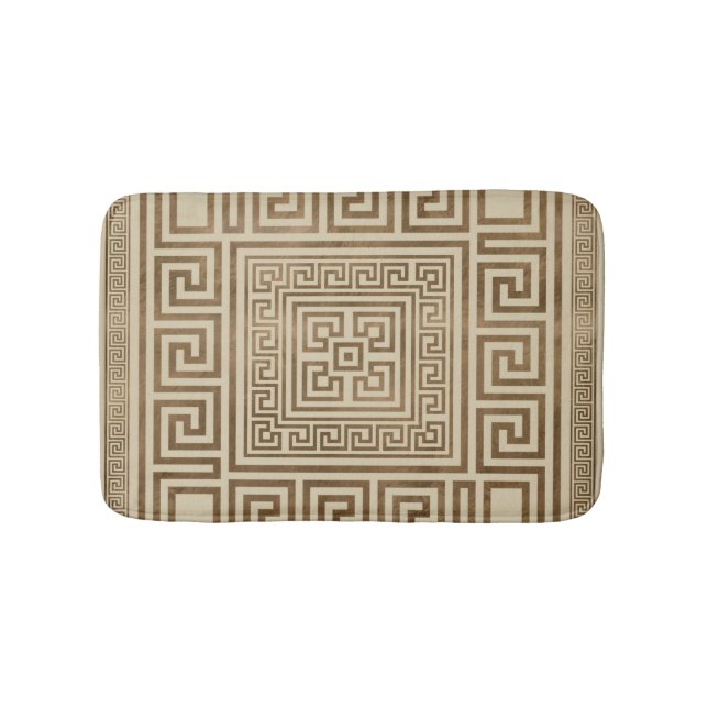 Greek Key Ornament - Greek Meander - Pastel Gold Bath Mat (Front)