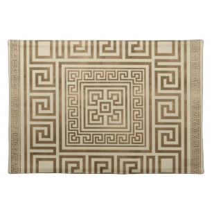 Greek Key Ornament - Greek Meander - Pastel Gold Cloth Placemat