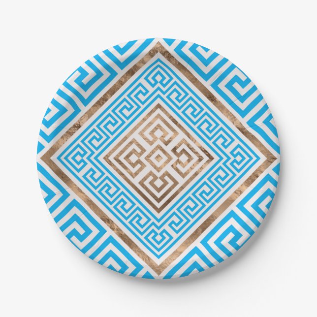 Greek Key Ornament - Greek Meander -Rhombus #1 Paper Plates (Front)