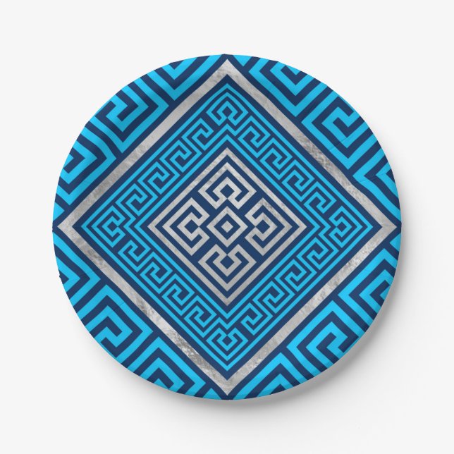 Greek Key Ornament - Greek Meander -Rhombus #3 Paper Plates (Front)