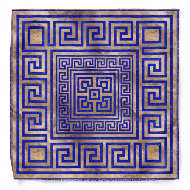 Greek Key Ornament - Lapis Lazuli and Gold Bandana (Front)