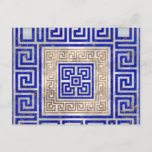 Greek Key Ornament - Lapis Lazuli and Gold Postcard