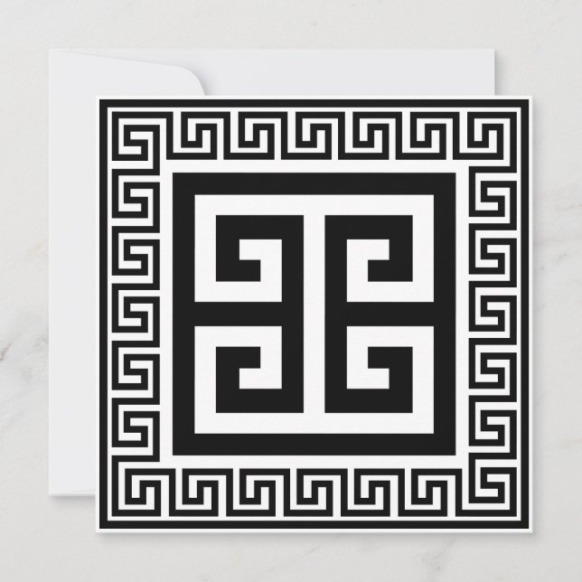 Greek Key Pattern Black Design Card (Front)
