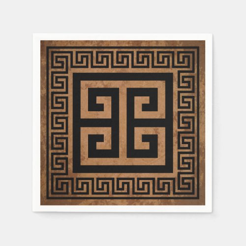 Greek Key Pattern Black Design Paper Napkins
