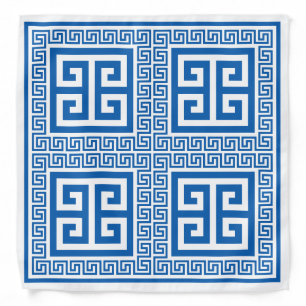 Greek Key Pattern Blue And White Bandana