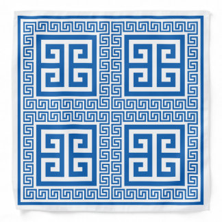 Greek Key Pattern Blue And White Bandana