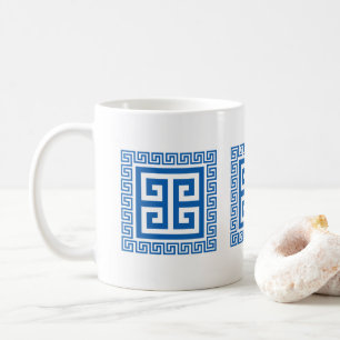 Greek Key Pattern Blue And White Design Coffee Mug
