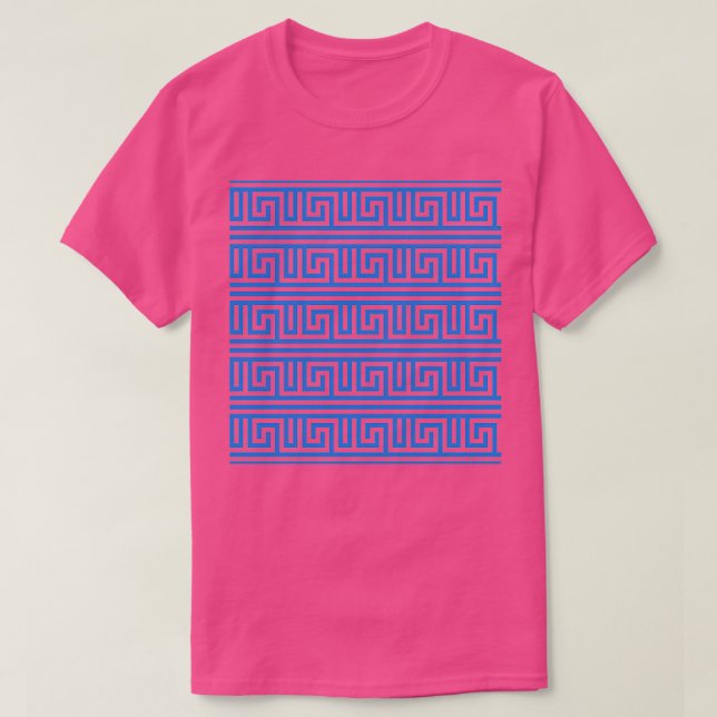 Greek Key Pattern Blue Sea 1 T-Shirt (Design Front)