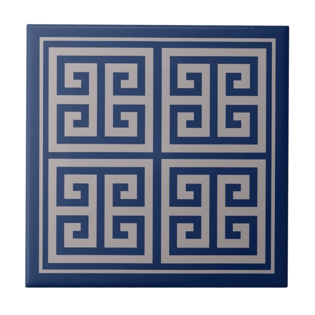 Greek Key Pattern Design Ceramic Tile (Front)