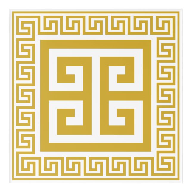 Greek Key Pattern Golden Design Acrylic Print (Front)