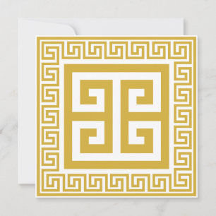 Greek Key Pattern Golden Design Card