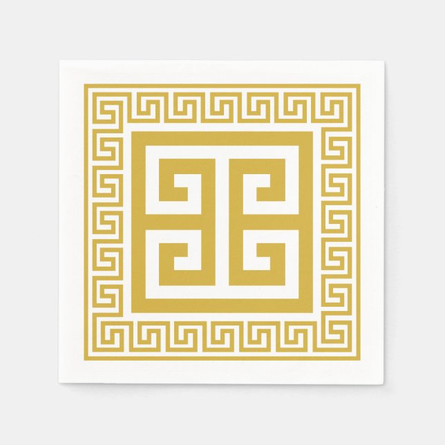 Greek Key Pattern Golden Design Paper Napkins (Front)