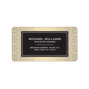 Greek Key Pattern in Faux Gold/White Address Label